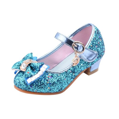 Sandales à paillettes avec noeud papillon pour petites filles, chaussures scintillantes en cristal et perles, lanière à boucle, sandales de princesse simples