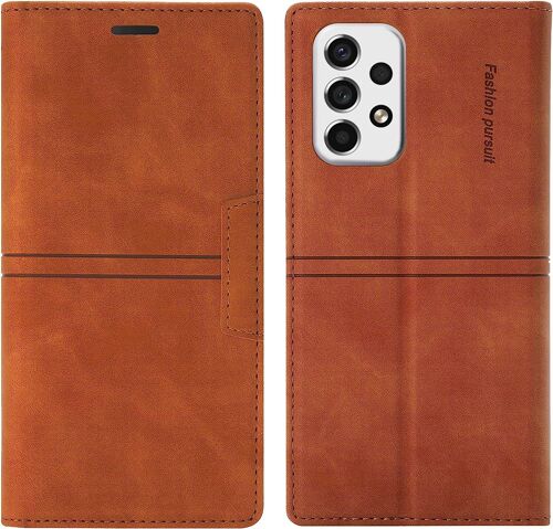 Coque Samsung Galaxy A33 5G, Etui Portefeuille Samsung A33 5G [Magntique] TPU Antichoc Housse Cuir pour Samsung A33 5G [Fentes pour Cartes] [Etui Rabat] Flip Case pour Samsung A33 5G (Brun)