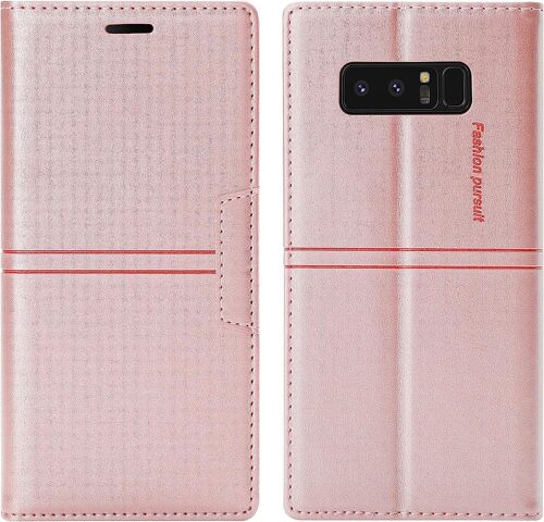 Coque Samsung Galaxy Note 8, Etui Portefeuille Samsung Note 8 [Magntique] TPU Antichoc Housse Cuir pour Samsung Note 8 [Fentes pour Cartes] [Etui Rabat] Flip Case pour Samsung Note 8 (Rose)