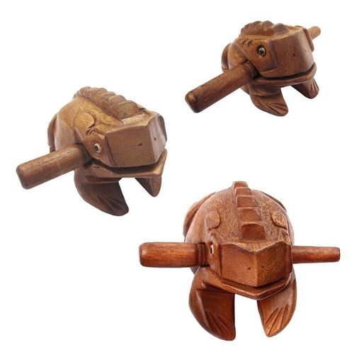 1 Ensemble En Bois De Thaïlande Grenouille Porte-Bonheur Avec Grattoir, Instrument De Musique Drôle Pour Enfants Bloc De Tonalité, Nouveauté Instruments De Percussion Pour Bébé