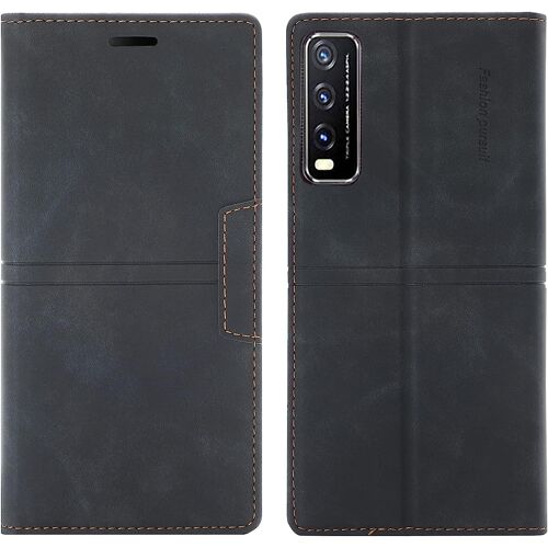 Coque Vivo Y20/Y20s/Y11s, Etui Vivo Y20/Y20s/Y11s [Magntique] TPU Antichoc Housse Cuir Premium en Cuir PU [Fentes pour Cartes] [Etui Rabat] [Pochette de Portefeuille] Flip Case (Noir)