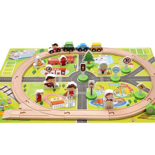 Ensemble De Scènes De Transit Pour Enfants, 36 Pièces, Jouets En Bois, Blocs De Construction À Assembler, Montessori, Apprentissage Précoce, Cadeaux Éducatifs Pour Enfants