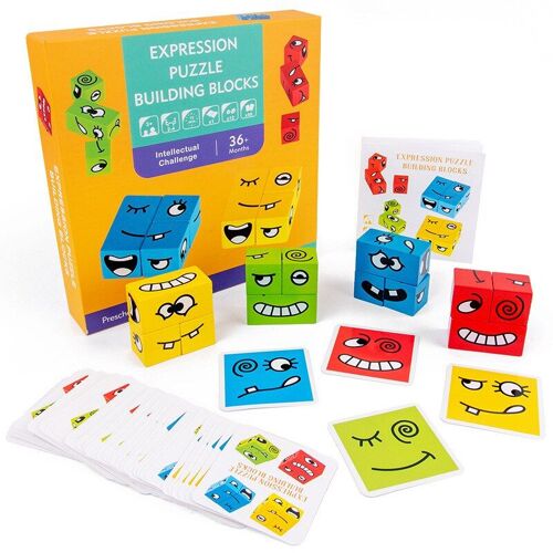 Cube Magique En Bois Avec Personnage De Dessin Animé Pour Enfant, Jeu De Société, Niveau De Défi