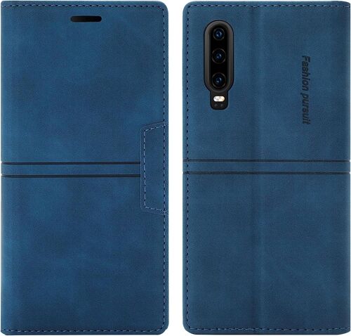 Coque Huawei P20 Pro, Etui Portefeuille Huawei P20 Pro [Magntique] Tpu Antichoc Housse Cuir Premium En Cuir Pu [Fentes Pour Cartes] [Etui Rabat] [Pochette De Portefeuille] Flip Case (Bleu)