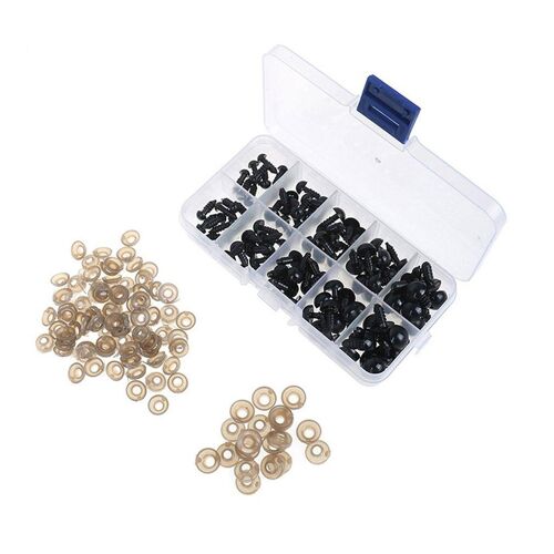 Yeux de sécurité en plastique noir, 100 pièces, 6mm 8mm 9mm 10mm 12mm, pour ours en peluche, poupée, Animal, jouet doux