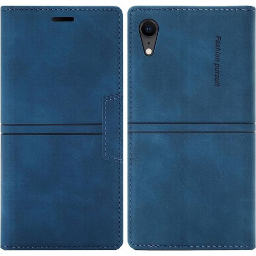 Coque Iphone Xr, Etui Portefeuille Iphone Xr (6,1 Pouces) [Magntique] Tpu Antichoc Housse Cuir Premium En Cuir Pu [Fentes Pour Cartes] [Etui Rabat] [Pochette De Portefeuille] (Bleu)
