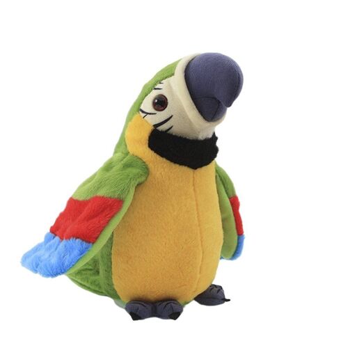 Perroquet parlant en peluche électronique, jouet en peluche pour enfants, mignon, parlant et enregistrement des répétitions, ailes ondulées, oiseau électrique