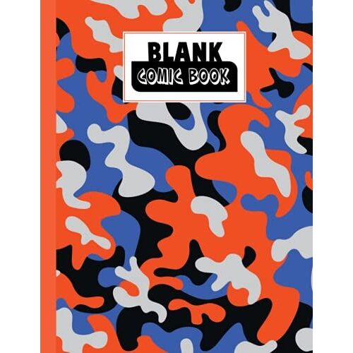 Blank Comic Book: Camouflage Orange Cover, Draw Your Own Comics - 120 Pages Of Fun And Unique Templates - A Large 8.5" X 11" Notebook By Heribert Jordan