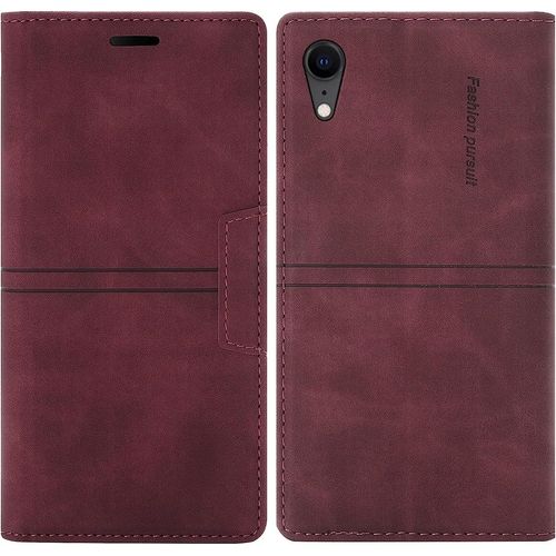Coque Iphone Xr, Etui Portefeuille Iphone Xr (6,1 Pouces) [Magntique] Tpu Antichoc Housse Cuir Premium En Cuir Pu [Fentes Pour Cartes] [Etui Rabat] [Pochette De Portefeuille] (Rouge)