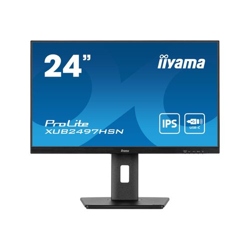 iiyama ProLite XUB2497HSN-B2 - Écran LED - 24" (23.8" visualisable) - 1920 x 1080 Full HD (1080p) @ 100 Hz - IPS - 300 cd/m² - 1300:1 - 1 ms - HDMI, DisplayPort, USB-C - haut-parleurs - noir, mat