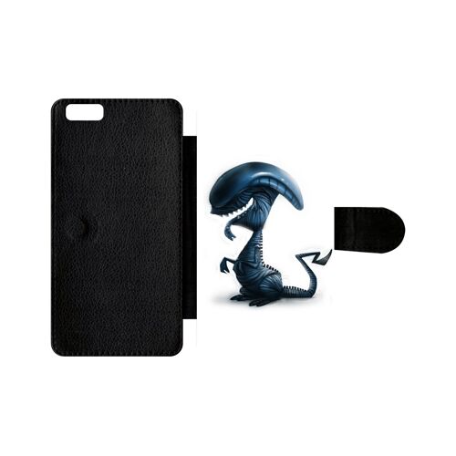 Etui À Rabat Iphone 6s+ - Funny Mon Toutou Alien - Simili-Cuir - Noir