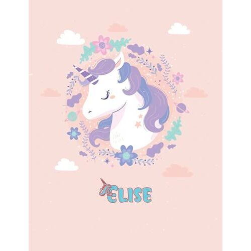 Elise: Unicorn Notebook Personal Name Wide Lined Rule Paper | Notebook Pink & Gold Stars Confetti Glitter For Writing Journal Or Diary Women & Girls ... Day 160 Pages Size 8.5x11inch | Matte Finish