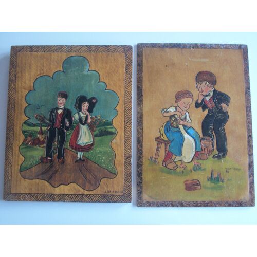 Lot De 3 Pyrogravures Du Peintre Alsacien André Bricka 