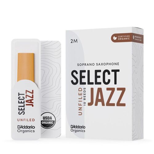 D'addario - 10 Anches Sax Soprano Organic Select Jazz, Coupe Américaine, Force 2 Medium
