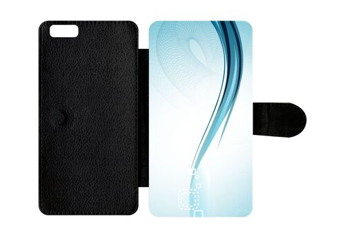 Etui à rabat iphone 6s+ - forme bleu arrondi - simili-cuir - noir