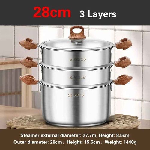 Marmite à vapeur épaissie en acier inoxydable 316 de qualité alimentaire,cuisson à la vapeur,cuisinière à induction à gaz domestique,marmite à soupe spéciale,conduction
