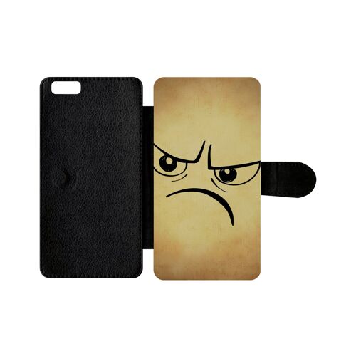 Etui À Rabat Iphone 6s+ - Smiley Mechant - Simili-Cuir - Noir