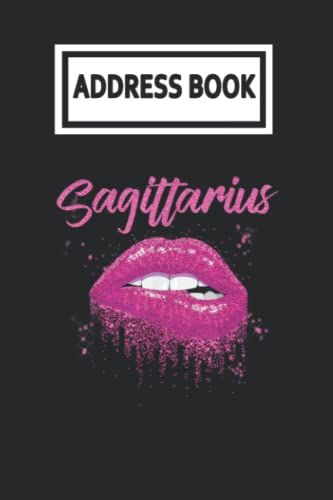Address Book: Sagittarius Zodiac Birthday Pink Glitter Lips Telephone & Contact Address Book With Alphabetical Tabs. Small Size 6x9 Organizer And Notes With A-Z Index For Women Men