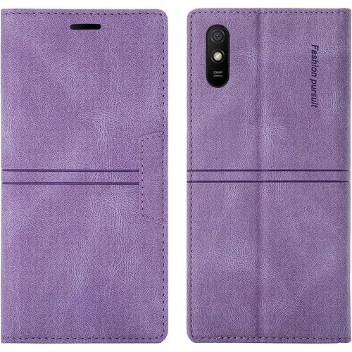 Coque Xiaomi Redmi 9a/Redmi 9at/Redmi 9i, Protection Etui [Magntique] Tpu Antichoc Housse Cuir Premium En Cuir Pu [Fentes Pour Cartes] [Etui Rabat] [Pochette De Portefeuille] (Violet)