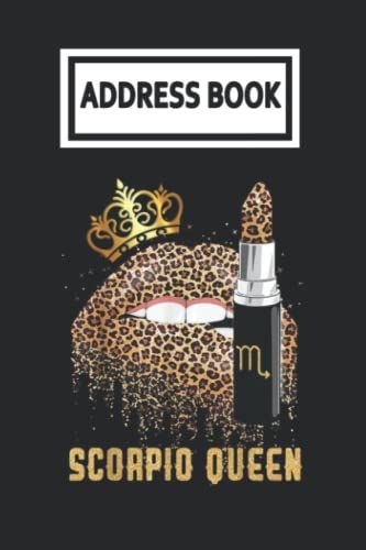 Address Book: Scorpio Queen Leopard Lips Zodiac Sign Telephone & Contact Address Book With Alphabetical Tabs. Small Size 6x9 Organizer And Notes With A-Z Index For Women Men