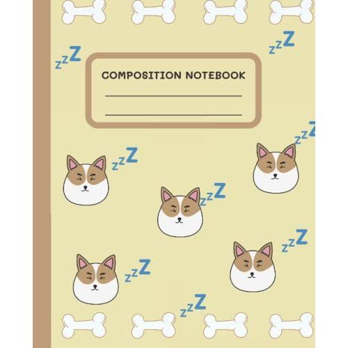 Sleeping Shiba Inu Puppy Composition Notebook: Wide Ruled, 7.5 X 9.25, 100 Pages