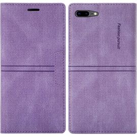 Coque Iphone 8 Plus/7 Plus, Etui Iphone 8 Plus/Iphone 7 Plus (5,5 Pouces) [Magntique] Tpu Antichoc Housse Cuir En Cuir Pu [Fentes Pour Cartes] [Etui Rabat] [Pochette De Portefeuille](Violet)