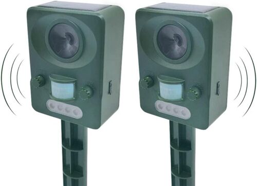 2x Répulsif Chat, Ultrasons Et Led, Eloigner Les Chats, Les Chiens Et Les Renard Pour Jardins Et Champs, Avec Détecteur De Mouvement, Chargement D'énergie Solaire Et Du Câble Usb