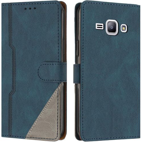 Coque Pour Samsung Galaxy J1/J100 2015, Housse Etui Portefeuille Cuir Multifonction, Fermeture Magntique Clapet Anti-Choc Flip Case Compatible Avec Samsung Galaxy J1/J100 2015 (Bleu)