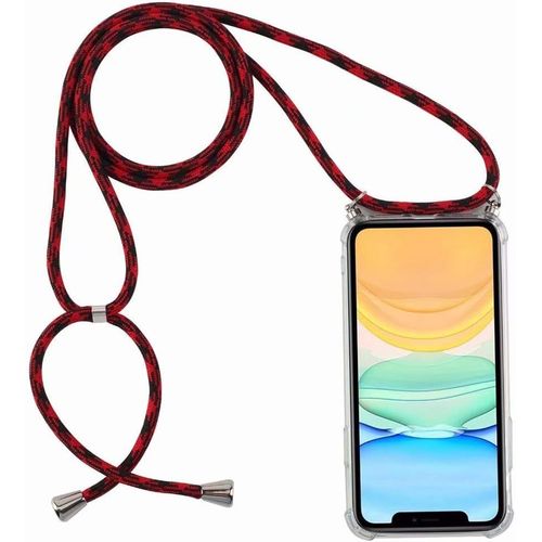 Coque Compatible Avec Huawei Y6 2018/Honor 7a,Coque Avec Cordon,¿¿Tuis ¿¿ Bandouli¿¿Re Et Cordon Collier Case Portable Cover,Noir Rouge