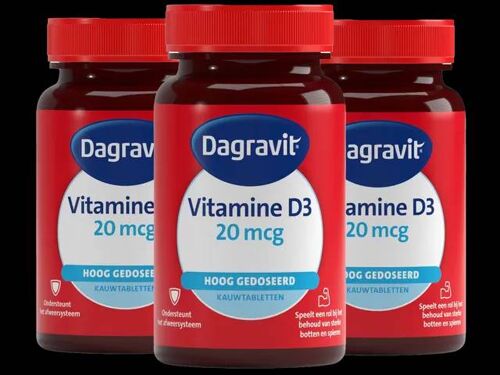 3x 60 Dagravit Vitamine D3 Haute Dosage 20 Mcg Comprimés À Croquer 