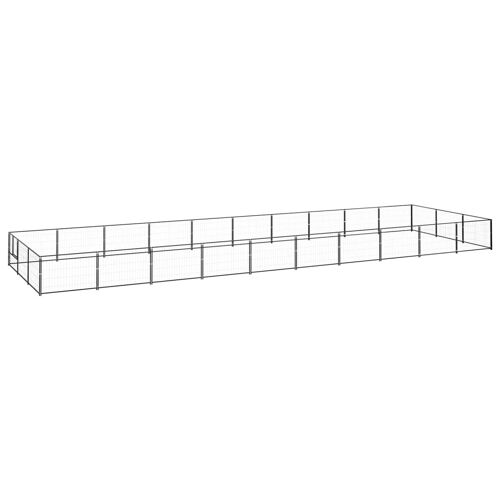 Chenil Extérieur Cage Enclos Parc Animaux Chien Noir 30 M² Acier Helloshop26 02_0000520