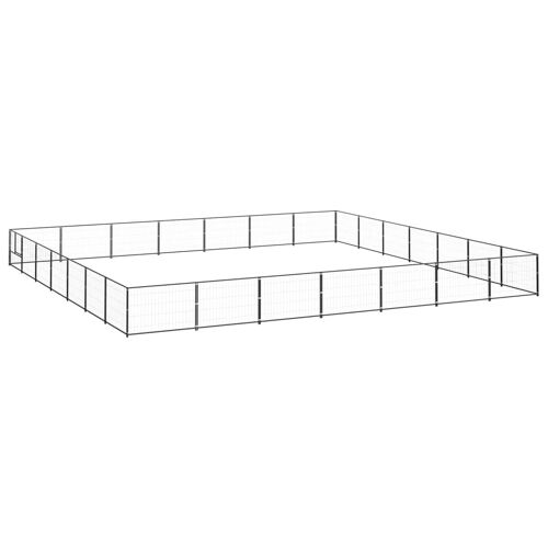 Chenil Extérieur Cage Enclos Parc Animaux Chien Noir 49 M² Acier Helloshop26 02_0000539