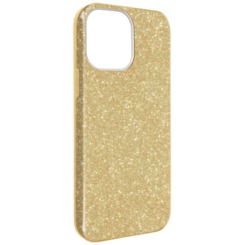 Coque pour iPhone 13 Pro Max en Structure Bi-Matière avec Feuille Pailletée Dorée