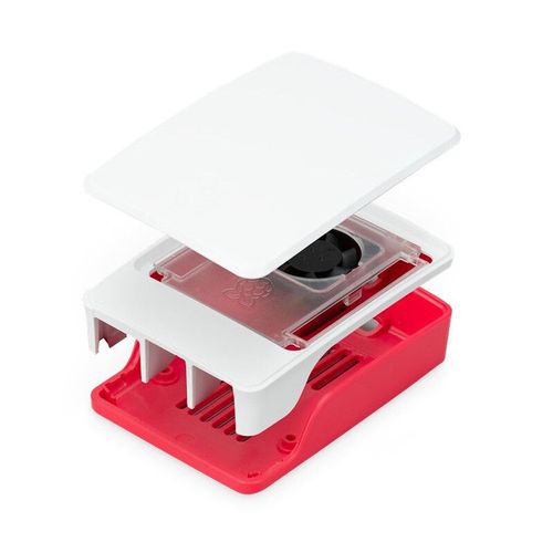 Boîtier officiel Raspberry Pi 5,coque en ABS rouge et blanc avec ventilateur solitaire à température,support de cluster empilable pour RPI 5 Pi5 - Type Case