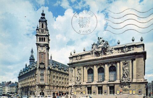 Carte Postale Couleur - Lille - Place Du Theatre Avec L Opera Et La Chambre De Commerce - Editions Mage