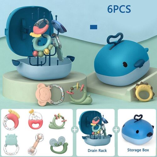 Hochets En Caoutchouc Pour Bébé, Boîte De Rangement Mobile, Jouets Pour Tout-Petits De 0 À 12 Mois, Musique Douce, Anneau De Dentition En Caoutchouc, Jouets Montessori, Cadeau De Noël Pour Nouveau-Né