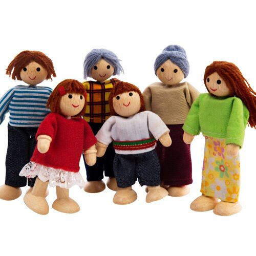 Marionnette Habillée En Bois Pour Famille Heureuse, Articulations Flexibles, Accessoire De Maison De Poupée, Jouet Pour Enfants, Cadeau D'Anniversaire