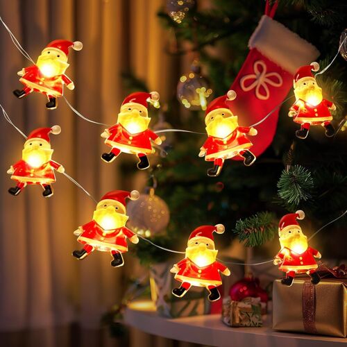 Kalanka-Guirlande Lumineuse Noël, 3m 30 Led Père Noël À Pile, Décoration Intérieur Extérieur Pour Sapin Chambre Cheminée Fête Mariage Jardin