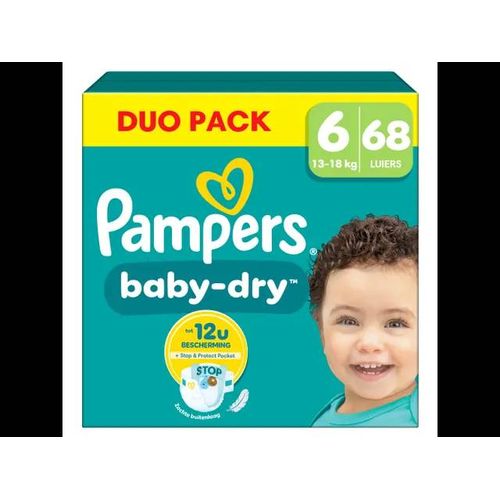 Pampers Couches Baby-Dry | Taille 6 | 13-18 Kg | 68 Pièces