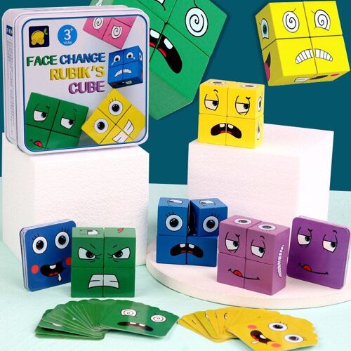 Cube Magique Changeant De Visage Avec Cloches, Puzzle Parent-Enfant Amusant, Jeu De Société, Jouet Éducatif De Construction Bl