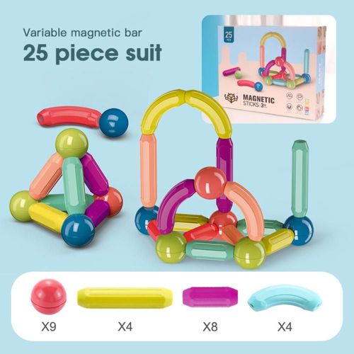 Blocs De Construction De Bâtons Magnétiques De Grande Taille, Ensemble D'Aimants De Jeu Pour Enfants, Briques De Jouet, 25-64 Pièces