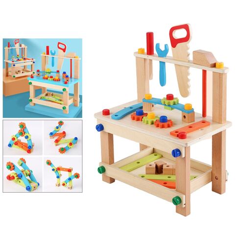 Banc De Travail En Bois Pour Enfants, Jeu De Simulation, Ensemble De Construction Créatif, Atelier Pour Tout-Petits