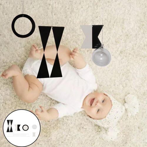 Jouet Mobile Montessori Pour Le Développement Des Enfants, Jeu D'Activités Pour Bébés, Noir Et Blanc