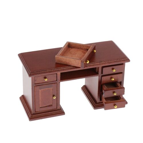 Meubles De Luxe Pour Maison De Poupée, Ensemble De Chaises De Bureau En Bois, Échelle 1/12, Décorations Ornementales De Scènes De Vie