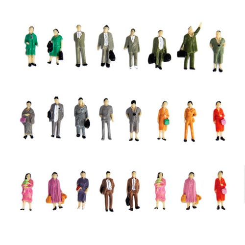 Figurine 24x De Personnes Debout, Train Peint, Scène D'Architecture Diorama Ho 1:87