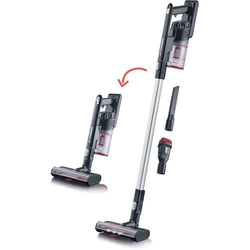 Hamiltion-Aspirateur Balai Multifonction Sans Sac, Aspirateur Sans Fil 40 Min D'Autonomie Avec Brosse Rotative, Aspirateur Puissant Avec Éclairage LED Et Station De Charge, Noir/Rouge, Hv 7154