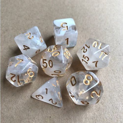 Ensemble De 7 Dés Géométriques À Facettes Multicolores Transparents, Pour Jeu De Forme De Planche, Papillon Volant