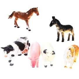 Figurines D'animaux De Ferme En Plastique, Jouets Assortis, Chien, Cheval, Vache, 6 Pièces