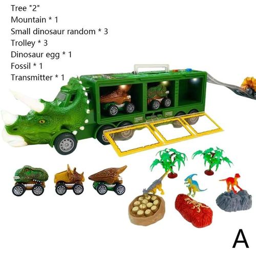 Camion De Transport De Dinosaure Tirer La Voiture Dino Véhicule Conteneur De Stockage Modèle D'Éclairage Musique Jouets Pour Enfants Garçons Cadeau D'Anniversaire Pour Enfants