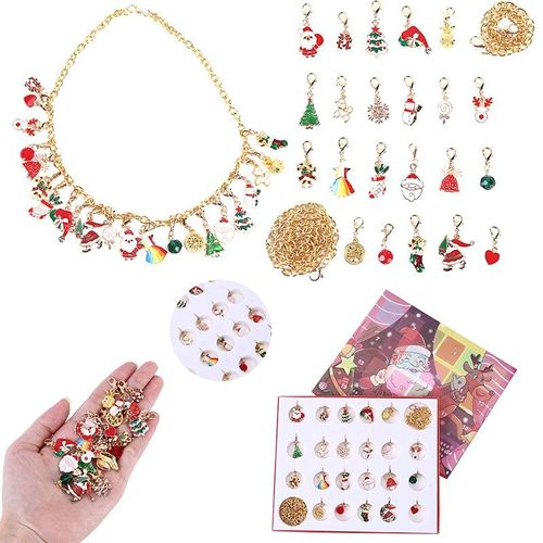 Ensemble de perles et Bracelet de 24 jours pour filles, joli calendrier de l'avent, à faire soi-même, coffret cadeau Surprise, boîte à cadeaux de noël pour enfants